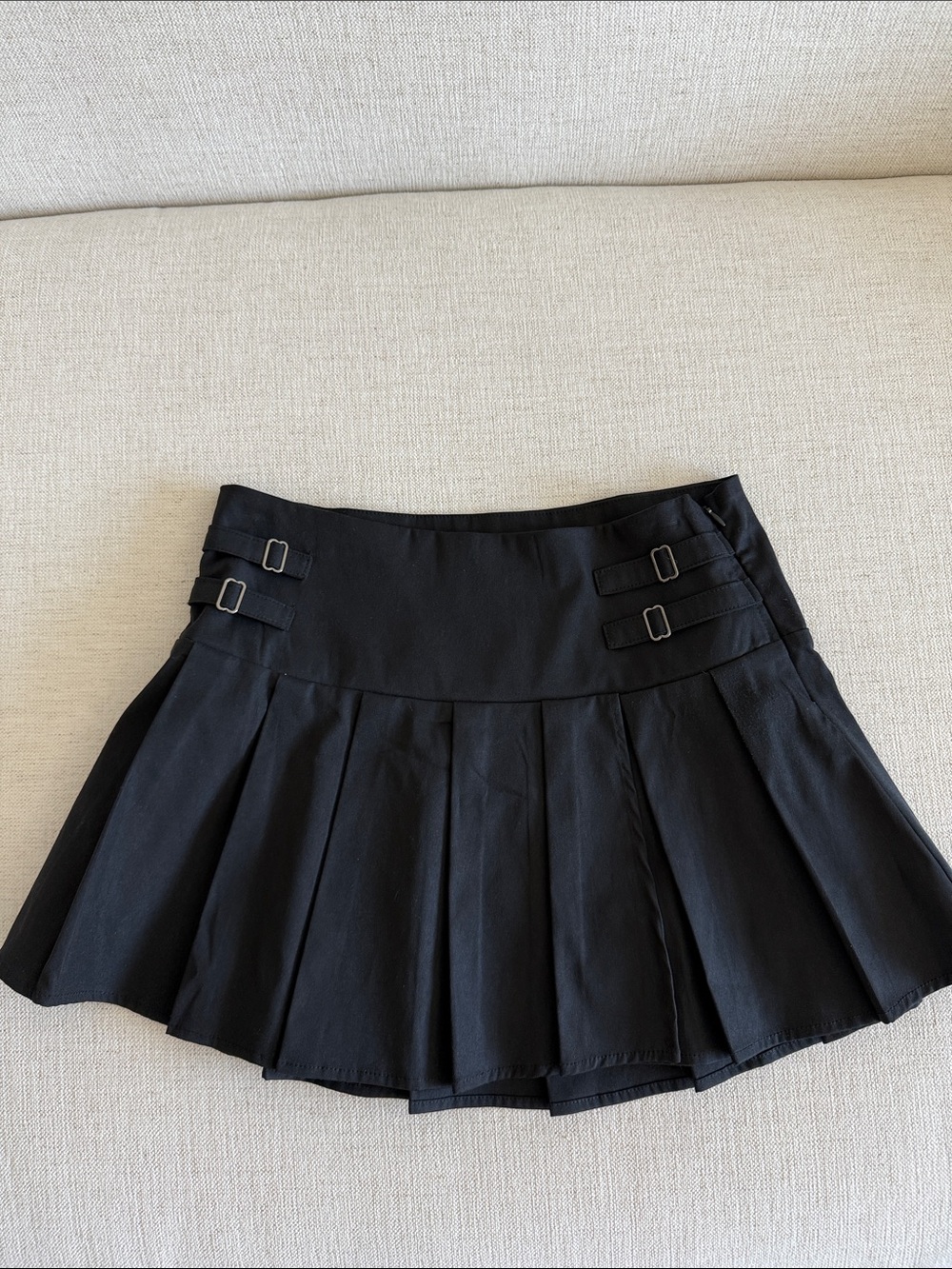 Princess Polly Black Pleated Mini Skirt with Buckle Straps